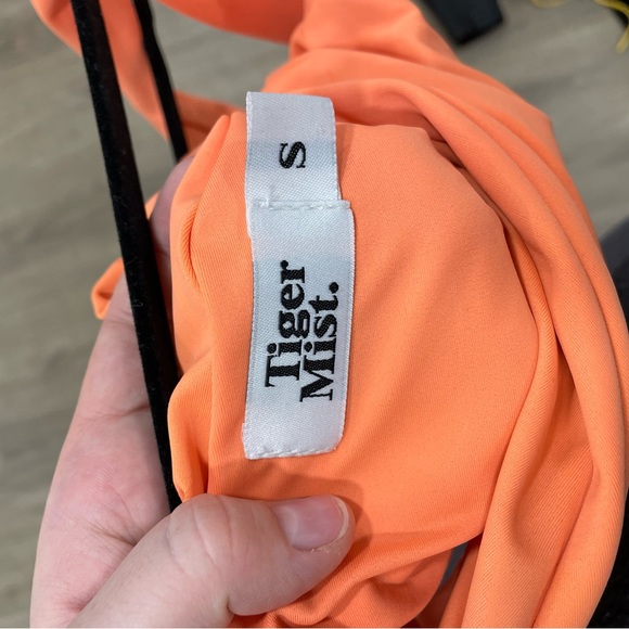 Tiger Mist Orange One Shoulder Spaghetti Strap Crop Top - Picture 4 of 4